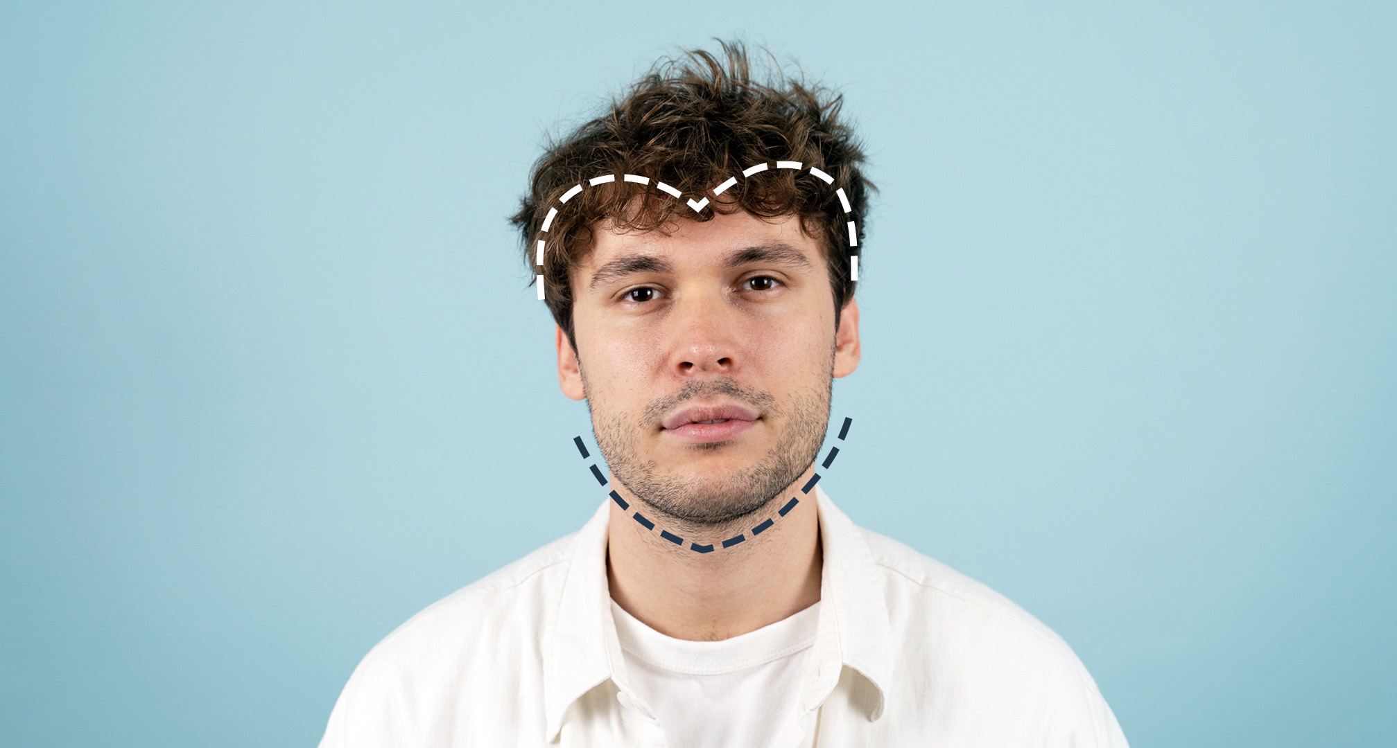 kontur wokół twarzy w kształcie serca na niebieskim tle