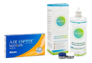 Air Optix Night & Day Aqua (6 soczewek) + Solunate Multi-Purpose 400 ml z pojemnikiem