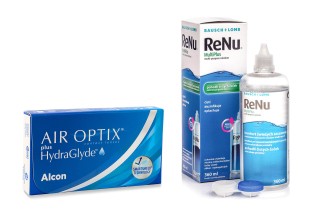 Air Optix Plus Hydraglyde (6 soczewek) + ReNu MultiPlus 360 ml z pojemnikiem