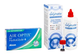Air Optix Plus Hydraglyde for Astigmatism (6 soczewek) + Oxynate Peroxide 380 ml z pojemnikiem