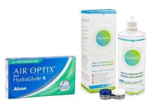 Air Optix Plus Hydraglyde for Astigmatism (3 soczewki) + Solunate Multi-Purpose 400 ml z pojemnikiem