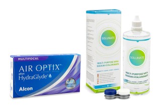 Air Optix Plus Hydraglyde Multifocal (6 soczewek) + Solunate Multi-Purpose 400 ml z pojemnikiem