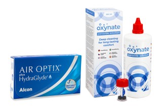 Air Optix Plus Hydraglyde (6 soczewek) + Oxynate Peroxide 380 ml z pojemnikiem