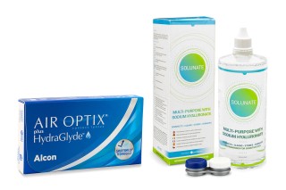 Air Optix Plus Hydraglyde (6 soczewek) + Solunate Multi-Purpose 400 ml z pojemnikiem