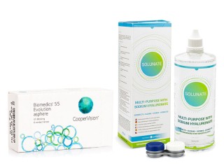 Biomedics 55 Evolution (6 soczewek) + Solunate Multi-Purpose 400 ml z pojemnikiem