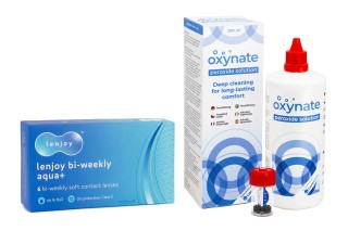Lenjoy Bi-weekly Aqua+ (6 soczewek) + Oxynate Peroxide 380 ml z etui