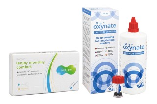 Lenjoy Monthly Comfort (6 soczewek) + Oxynate Peroxide 380 ml z etui