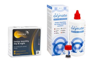 Lenjoy Monthly Day & Night (6 soczewek) + Oxynate Peroxide 380 ml z etui