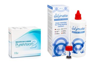 PureVision 2 (6 soczewek) + Oxynate Peroxide 380 ml z pojemnikiem